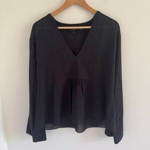 Theory Black Silk Pullover Top